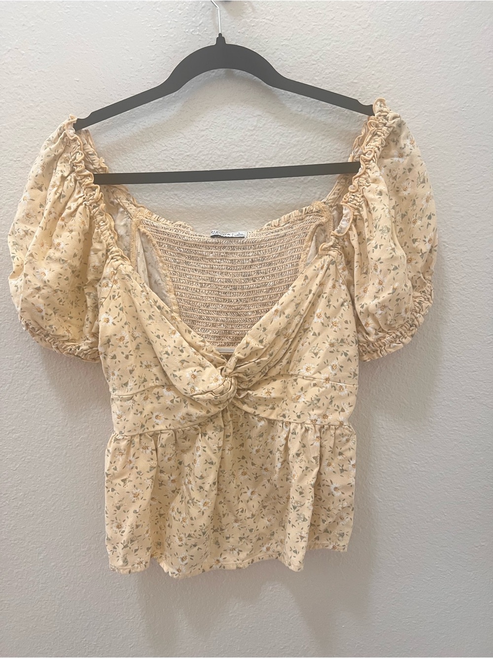 Arizona Jean Co. Smocked Back Puff Sleeve Top - Yellow Floral